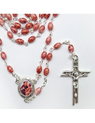 Rosario Cristal oval 7x5mm rojo...