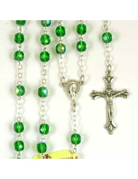 Rosario Cristal Tallado 7Mm Verde