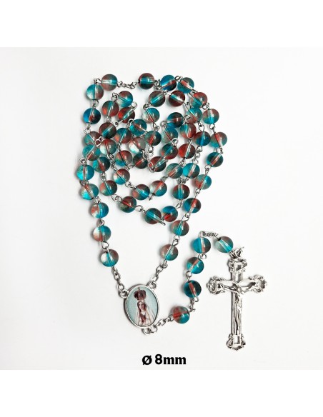 Rosario Cristal dos tonos azul y marron 8mm