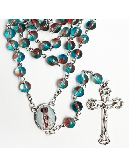 Rosario Cristal dos tonos azul y marron 8mm