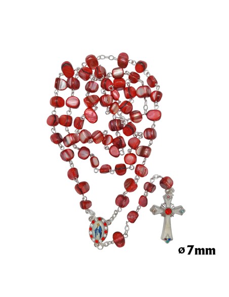 Rosario Nacar Irregular Perlado Rojo 7Mm Maria Con Strass