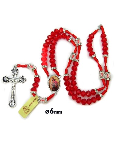Rosario Cuerda Bola Roja Cristal 8Mm...