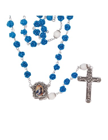 Rosario Resina Flor Azul 8Mm Paters...