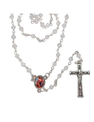 Rosario Cristal Rombo Tallado 4Mm Rosa