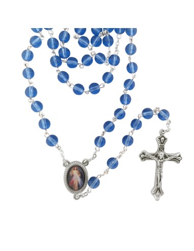 Rosario Cristal Liso 6Mm Azul Claro