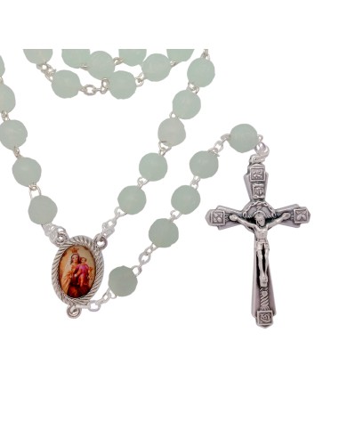 Decena Madera Redonda 6mm Multicolor Con Cruz Metal Para Personalizar