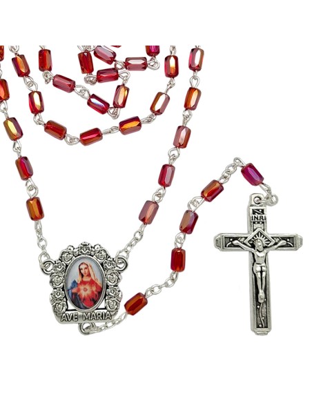 Rosario Cristal Tallado 9X6mm Rosa Satinado Gota Agua