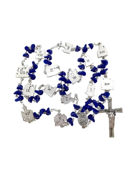Rosario Cristal Tipo Lagrima Via Crucis Estaciones Metal