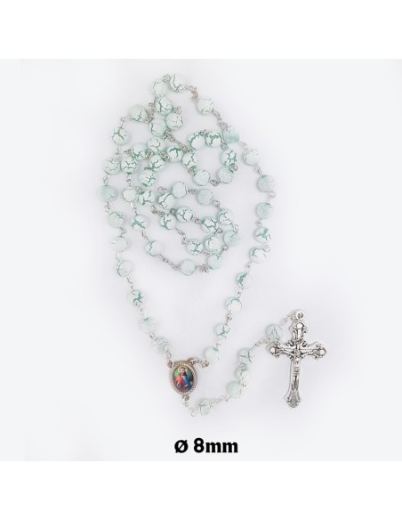 Rosario Plastico Liso Agua Marina Con Veta 8mm