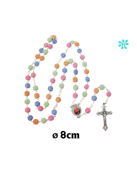 Rosario Plastico Flores Colores Para Personalizar