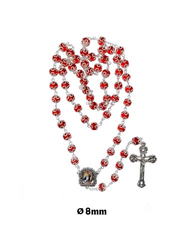 Rosario Cristal Liso 8Mm Rojo Con...