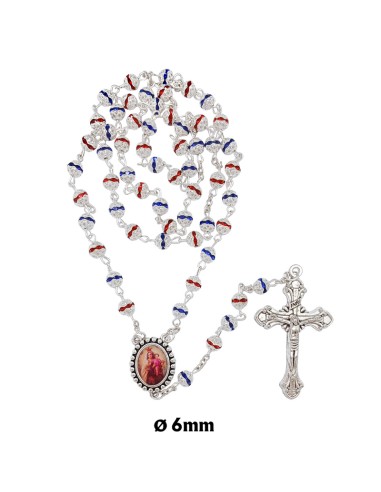 Rosario Cristal Rojo Y Azul 6Mm Con...