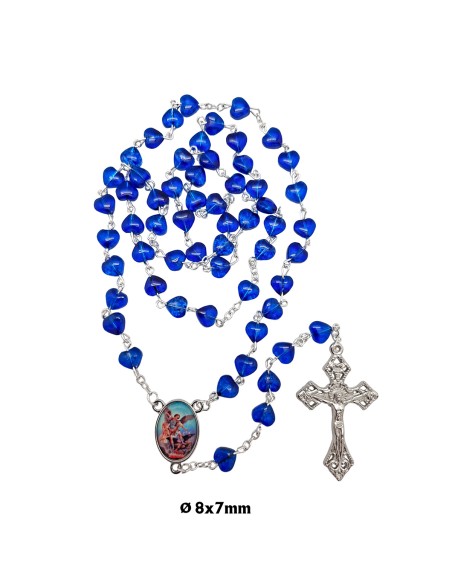 Rosario cristal corazones azules intensos 8x8mm