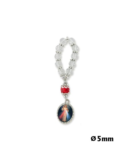 Rosario Cristal Tallado 9X6mm Blanco Satinado Gota Agua