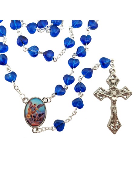 Rosario cristal corazones azules intensos 8x8mm