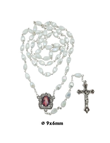 Rosario Cristal Tallado 9X6mm Blanco...