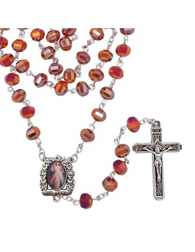 Rosario Cristal Tallado 7X6mm Rojo...