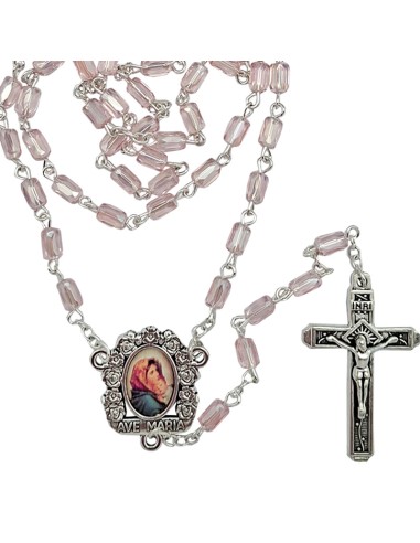 Rosario Cristal Tallado 6X4mm Rosa...