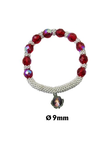 Pulsera Cristal Roja 9mm Plateada Con Brillo Para Personalizar