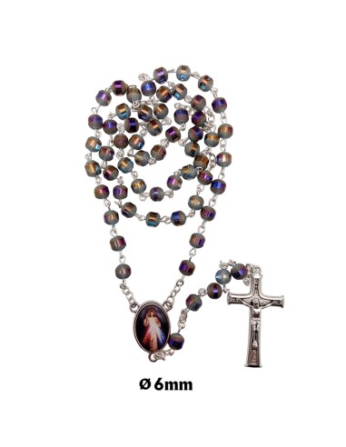 Rosario Cristal 6Mm Morado Achatado...