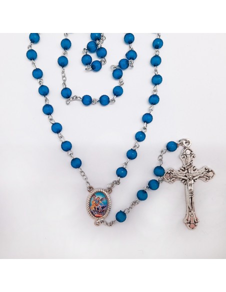 Rosario Plastico Tallado Azul 6mm