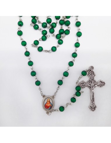 Rosario Plastico Tallado Verde 6mm