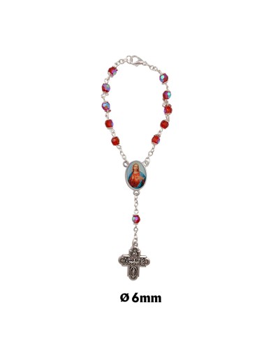 Decena Cristal Tallado 6Mm Rojo Con...