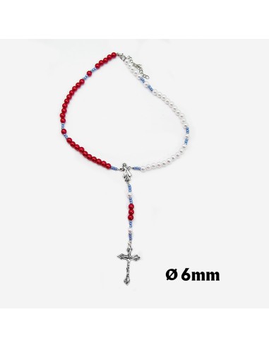 Rosario Collar Plastico Jesus Misericordioso Tres Tonos