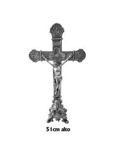 Crucifijo Estaño Con Base 51Cm