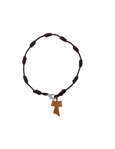 Brazalete Del Peregrino Nudos Cuerda Con Tau Y Mosqueton