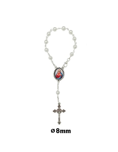 Decena plastico blanco perla rayada 6mm