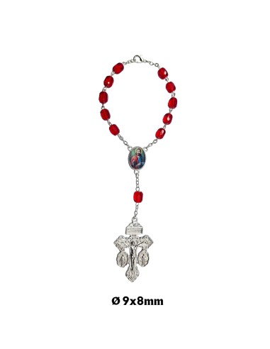 Decena Cristal 10x8mm tallado rojo...