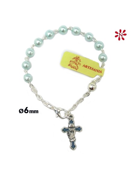 Rosario Cristal Tallado Azul 8Mm Paters Cristal Con Copeta