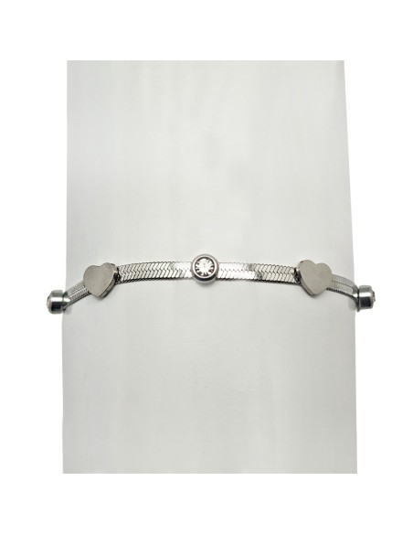 Pulsera Acero Rigido Corazones Con Cierre