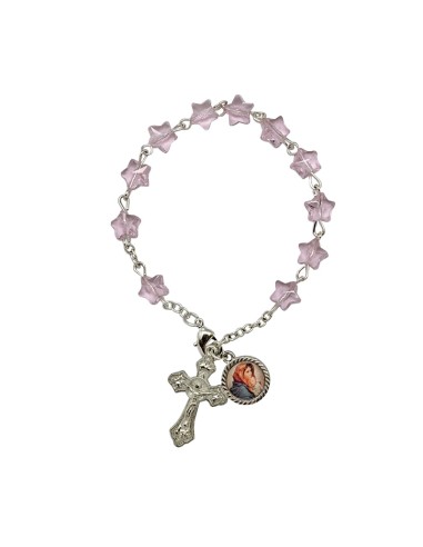 Brazalete Cristal Estrellas Rosas 8Mm