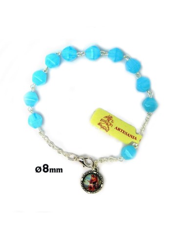 Brazalete Perla Celeste 6Mm Cruz...