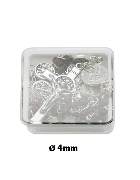 Rosario Madera Marron San Benito 4Mm Paters Medalla San Benito En Caja