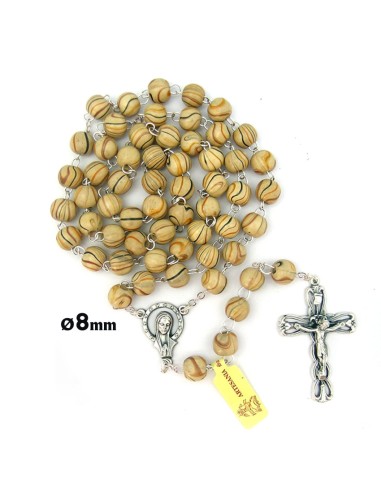 Rosario Madera Redondo 8Mm Rayas...