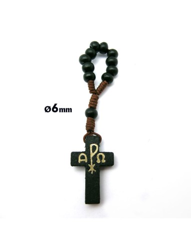 Rosario Decena Madera Y Cuerda Negro...