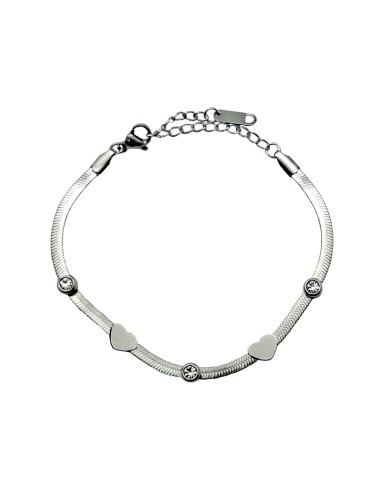 Pulsera Acero Rigido Corazones Con...
