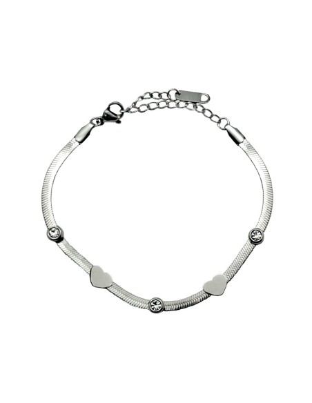 Pulsera Acero Rigido Corazones Con Cierre