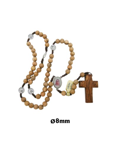 Rosario Madera 8Mm Olivo Padre Pio En...