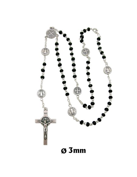 Rosario Madera Negra San Benito 4Mm Paters Medalla San Benito En Caja