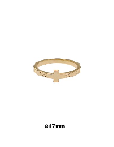 Rosario Anillo Plata Dorado Con Cruz 17mm Con Caja