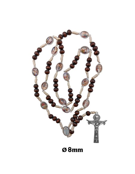Rosario Madera Y Cuerda Via Crucis 8Mm Medallas Foto