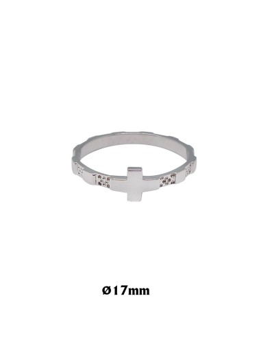 Rosario Anillo Plata Con Cruz 17mm Con Caja
