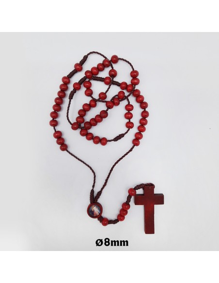 Rosario Madera Y Cuerda 7Mm Extra Largo