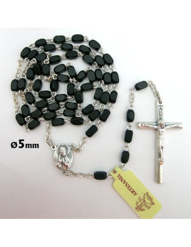 Rosario Madera Rectangular Negro 5Mm