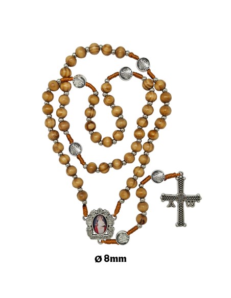 Rosario Madera Y Cuerda Virgen Covadonga 6X7mm Marron Cruz Victoria Mosqueton