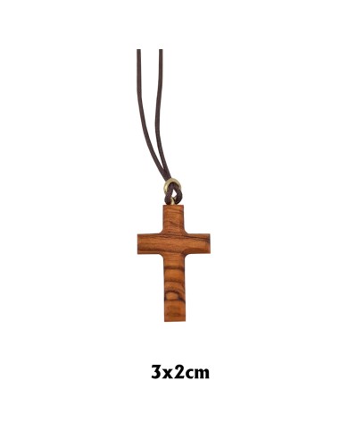 Cruz Madera Cara Cristo Grabada 31x23mm Con Cordon